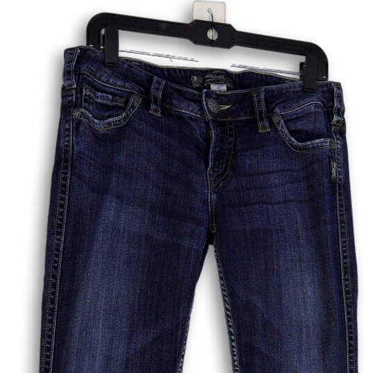 Womens Blue Denim Medium Wash Stretch Pockets Bootcut Jeans Size 30/33 image number 3