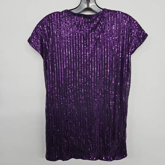 Purple Sequin Ruched Wrap Blouse image number 2