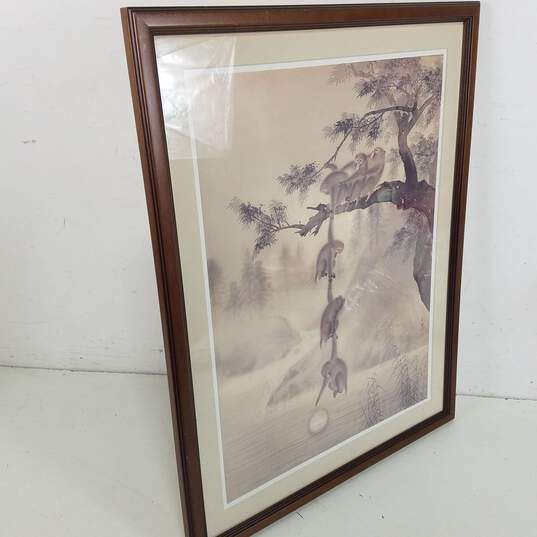 Watercolor Print - Monkeys Reaching for the Moon - Framed image number 3