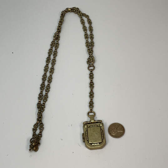 Designer J. Crew Gold-Tone Hinged Photo Link Chain Pendant Necklace image number 2