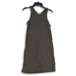 Womens Black Beige Striped Scoop Neck Sleeveless Midi Tank Dress Size S
