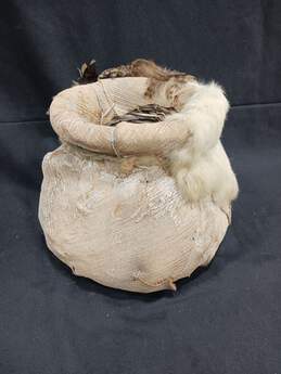 Vintage Navajo Handmade Fur & Feather Basket alternative image
