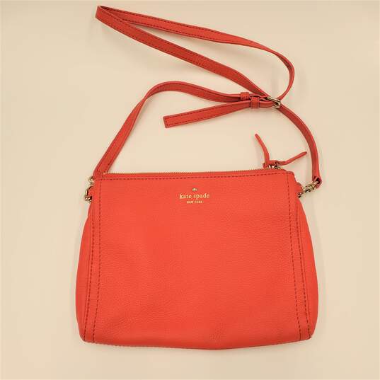 Buy the Kate Spade New York Double Zip Crossbody Purse Bag in Coral Leather