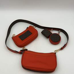 Michael Kors Womens Orange Brown Leather Zipper Crossbody Bag Purse W/ Wallets alternative image
