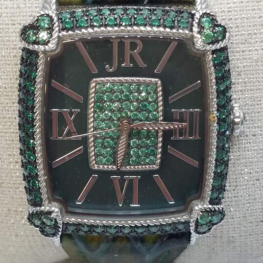Judith Ripka 31mm Case Green Stone Bezel and Dial Unisex Designer Quartz Watch image number 2
