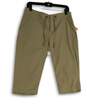 NWT Womens Green Slash Pockets Drawstring Active Fit Capri Pants Size 12 image number 1