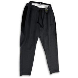 NWT Mens Gray Black Dri-Fit Therma Flex Drawstring Jogger Pants Size XL