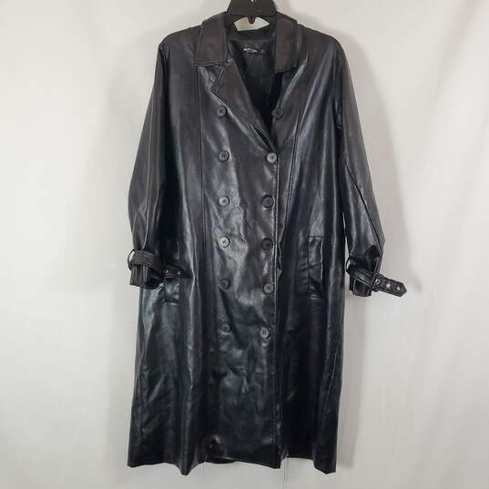 Nasty Gal Women's Long Black Leather Jacket SZ 4 image number 1