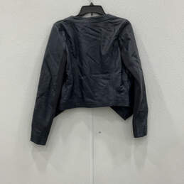 NWT Womens Navy Blue Leather Long Sleeve Open Front Jacket Size Medium alternative image