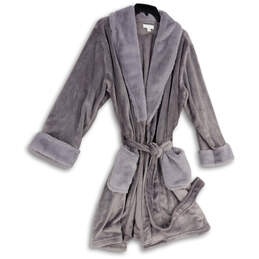 NWT Womens Purple Faux Fur Long Sleeve Tie Waist Wrap Robe Size 2X-3X