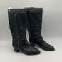 Womens Black Leather High Block Heels Mid Calf Riding Boots Size EUR 40.5 image number 4