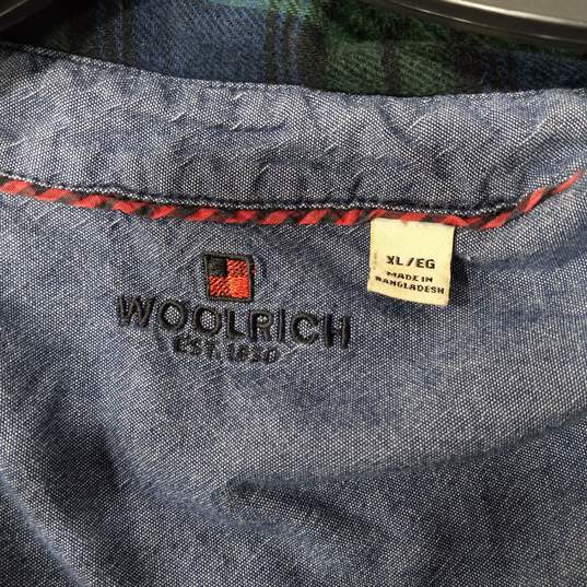 Men's Blue & Green Woolrich Long Sleeve Size XL image number 2