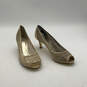 Womens Beige Rhinestone Padded Jamie Peep Toe Kitten Pump Heels Size 8 M image number 3
