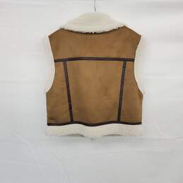 Zara Brown Faux Shearling Lined Full Zip Vest WM Size M NWT alternative image