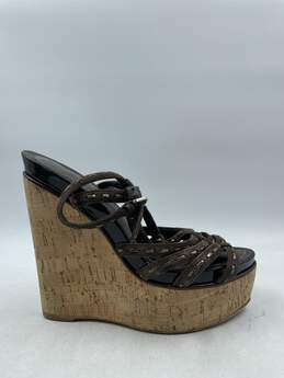 Authentic Christian Dior Brown Wedge Sandals W 9