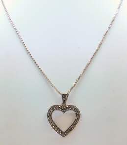 Art Deco Style 925 Marcasite Heart Jewelry 20.8g alternative image