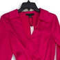 NWT Womens Hot Pink Satin Collared Cuff Detail Long Sleeve Wrap Dress Sz 0 image number 3