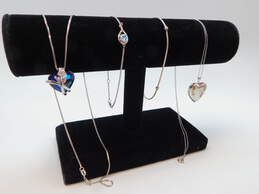 925 Sterling Silver CZ Stud Earrings Heart Pendant Necklaces & Bracelets 16.4g