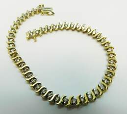 10K Yellow Gold 1.44 CTTW Champagne Diamond Tennis Bracelet 9.0g alternative image