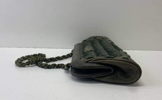 Isabella Fiore Velvet Stitched Leather Shoulder Bag Green image number 4