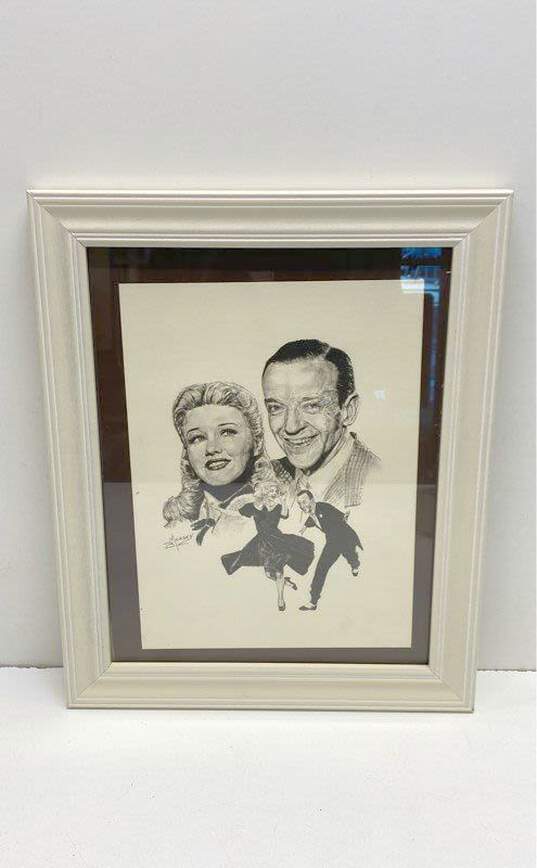Framed Sketch Print of Fred Astaire & Ginger Rogers by B. Morgen image number 1