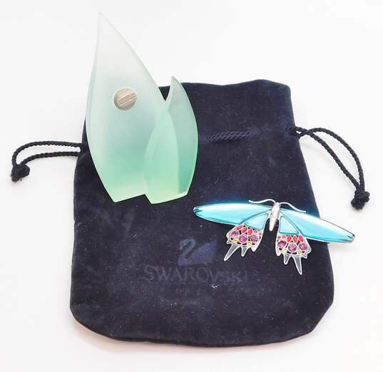 Daniel Swarovski Signed 925 Butterfly Paradise Collection Brooch w/ Stand 57.4g image number 1