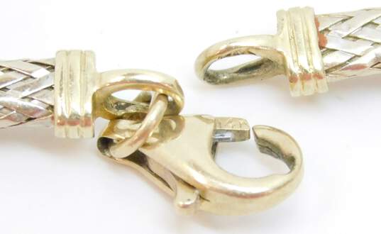 14K White & Yellow Gold Woven Bars & Curb Unique Chain Bracelet 9.3g image number 5