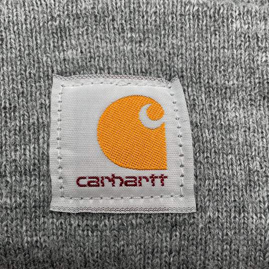 Carhartt Mens Gray Knitted Heather Winter Folded Beanie Hat One Size image number 3