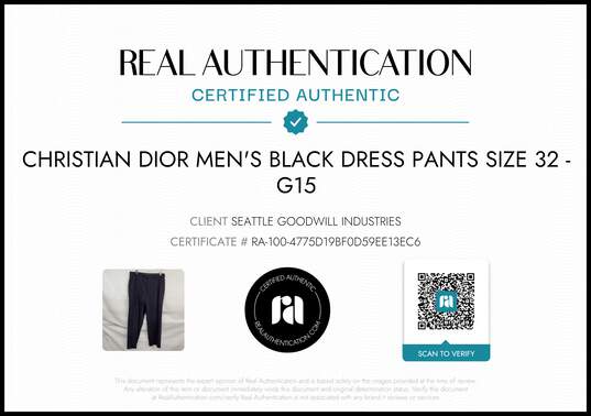 Christian Dior Men's Black Dress Pants Size 32 w/COA image number 2
