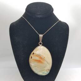 Sterling Silver Sea Shell Pendant On 23.5" Necklace 18.5g