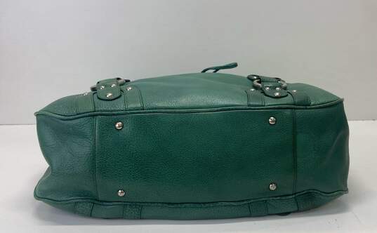 Kenneth Cole Green Leather Studded Drawstring Satchel Hobo Bag image number 3