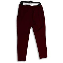 Womens Red Flat Front Side Zip Skinny Leg Ankle Pants Size 10