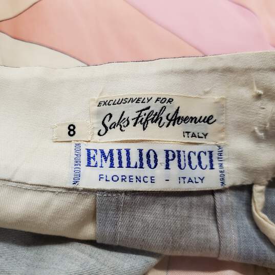 1960s Vintage Emilio Pucci Saks Geometric Print Cotton Blouse Size 8 & Skirt Set image number 6
