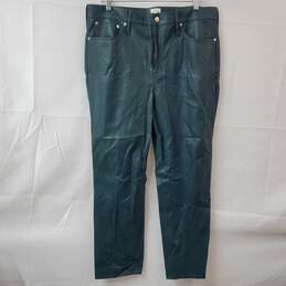 J. Crew Classic Straight Dark Green Faux Leather Pants Women's 32 NWT