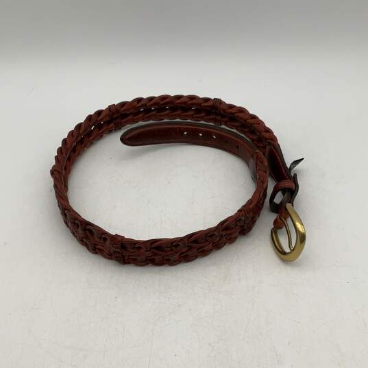 Brighton Womens Brown Leather Woven Braided Adjustable Waist Belt image number 2