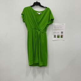 Diane Von Furstenberg Womens Green Sleeveless Fit & Flare Dress Size 6 With COA