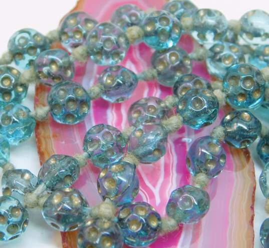 Vintage Sky Blue Icy Rhinestone Earrings & Glass Costume Necklace image number 4