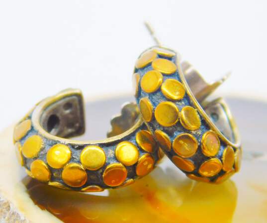 John Hardy 925 & 18K Yellow Gold Small Kali Hoop Earrings 7.8g image number 2