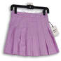 NWT Womens Purple White Check Pleated Back Zip A-Line Skirt Size 2 image number 2