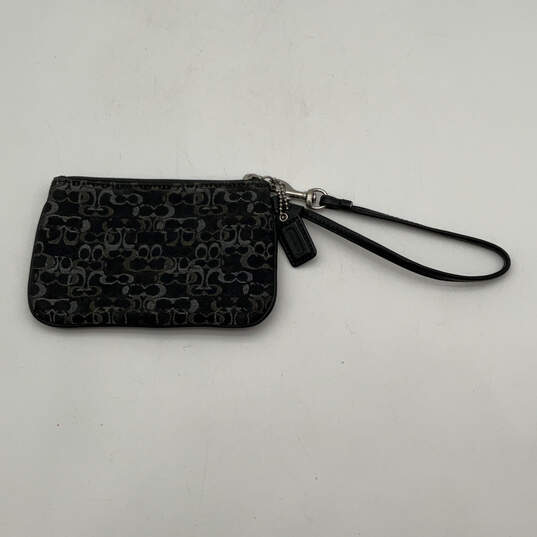 Womens Black Silver Monogram Bag Charm Detachable Strap Wristlet Wallet image number 1