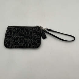 Womens Black Silver Monogram Bag Charm Detachable Strap Wristlet Wallet