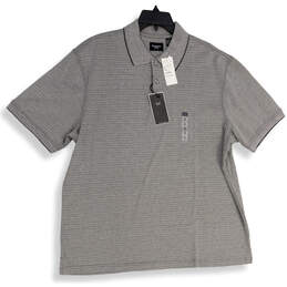 NWT Mens Check Gray Spread Collar Short Sleeve Polo Shirt Size X-large