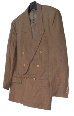 Mens Brown Plaid Long Sleeve Notch Collar Blazer Jacket Size 40/33R alternative image