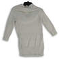 Womens White Sequin Cowl Neck Long Sleeve Sweater Dress Size Large image number 2