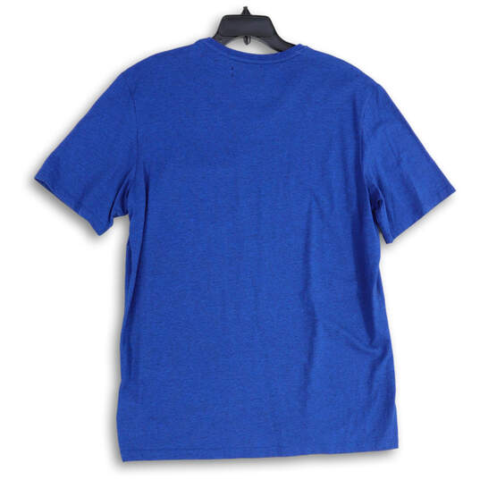 Mens Blue V-Neck Chest Pocket Short Sleeve Pullover T-Shirt Size X-Large image number 2