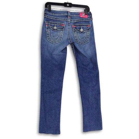 Womens Blue Denim Medium Wash 5-Pocket Design Straight Leg Jeans Size 27 image number 2