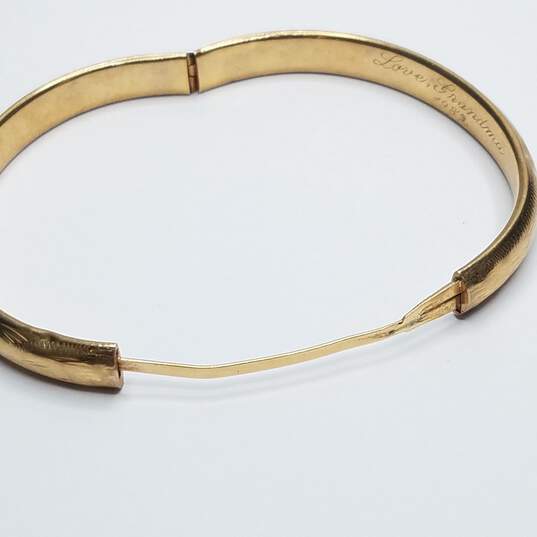Rine 14K Gold Chiseled Engraved Slide Hinge Bangle Bracelet Damage 9.3g image number 4