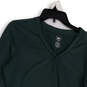 Womens Green Stretch V-Neck Long Sleeve Pullover Activewear T-Shirt Size L image number 3