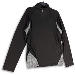 Womens Black Gray Long Sleeve 1/4 Zip Mock Neck Pullover T-Shirt Size L alternative image