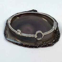 Designer Fossil Silver-Tone Skeleton Key Hinged Oval Bangle Bracelet